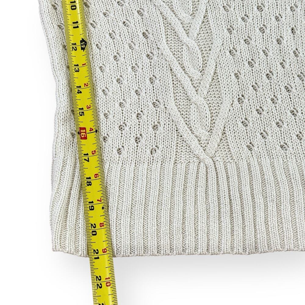Vtg Y2K Wet Seal Sweater Womens S White Cable Knit Scoop Neck Preppy Balletcore - Picture 6 of 6